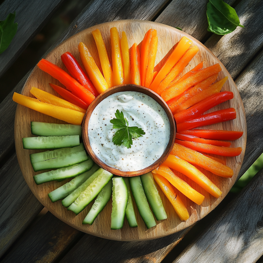 Зеленчукови пръчици с домашен дип
